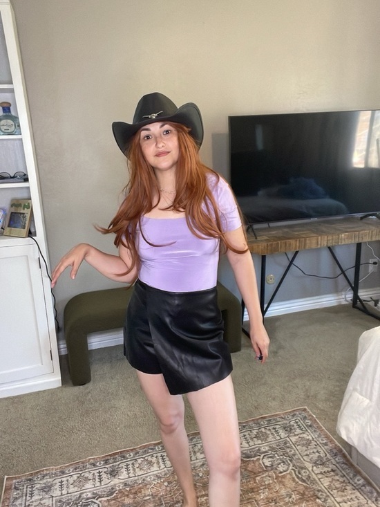 Pants - Black faux leather skirt / shorts